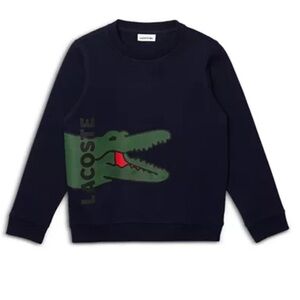 Lacoste Kids' Graphic logo Crewneck Sweatshirt size 4 cotton blend crocodile
